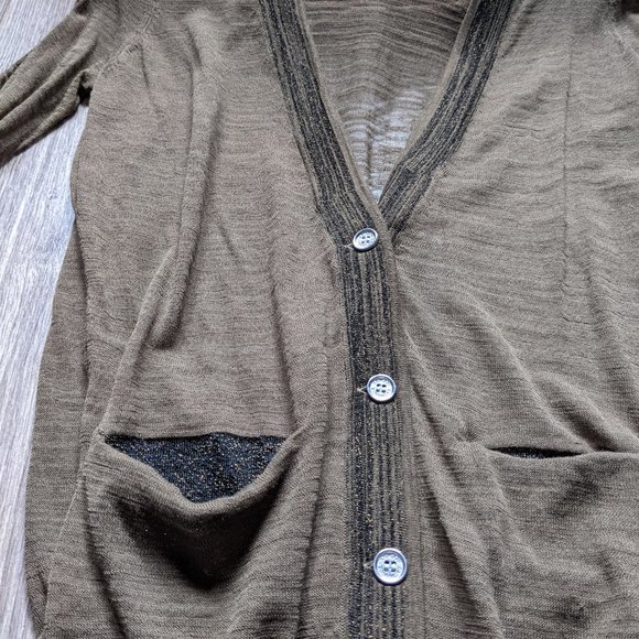 NWOT (XS) - A/X Semi Sheer Slub Long Cardigan w/ Lurex - Picture 2 of 8